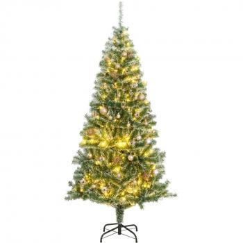 Árbol de Navidad artificial con 300 bolas LED y nieve 240 cm Rose gold