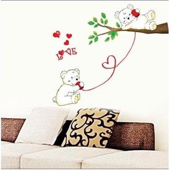 Dos osos en el Affectionate Call dibujos animados vinilo adhesivos pegatinas de pared dormitorio habitación de los niños pegatinas