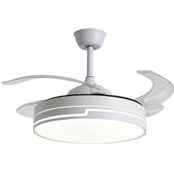 Ventilador de Techo Robin Bel Air 48W con 4 Aspas Retráctiles, Mando a Distancia, Luz LED Ajustable (3000K-6500K), Ø91 cm, Motor DC Silencioso,
