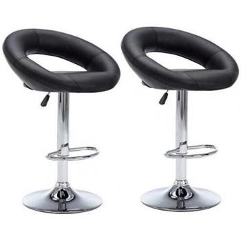 vidaXL 2X Taburetes Barra Cuero Artificial Negro Sillas Asiento Cocina Comedor
