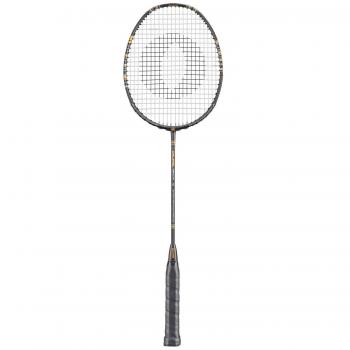 Raqueta de bádminton OLIVER - DUAL TEC gris y dorado, besada, unisex, tamaño único