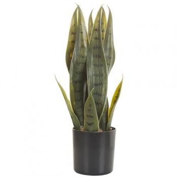 Planta Artificial Snake Plant en Maceta de Material Sintético Verde y Negro 40 cm Decoración Interior