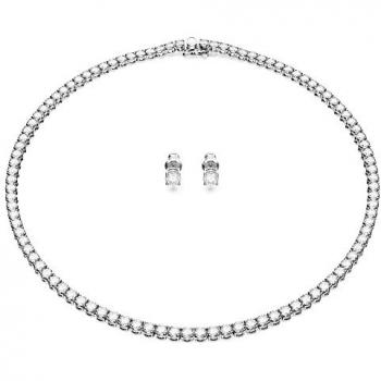 Set de Collar y Pendientes Swarovski Matrix Tennis con Cristales Transparentes y Baño de Rodio 5647730