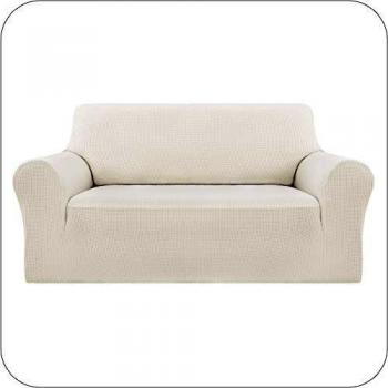 UMI. by Amazon Funda Elastica para Sofa Ajustable 2 Plazas Blanco