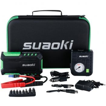 Suaoki G7 Plus - Jump Starter de 18000mAh, 600A arrancador de coche con mini Compresor de Aire