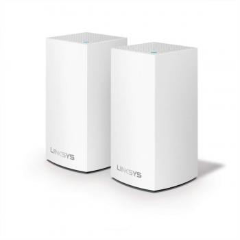 Linksys Velop WHW0102 sistema WiFi 5 mesh de doble banda AC1200, router WLAN, repetidor, extensor, cobertura de hasta 260 m², 4 puertos Gigabit Ethernet y controles parentales, paquete de 2, blanco