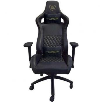 Keep Out XS Pro Hammer Silla Gaming Negro/Dorado Cuero Sintético Alta Calidad Elevador 80mm Reposabrazos 4D Ruedas PU 50mm