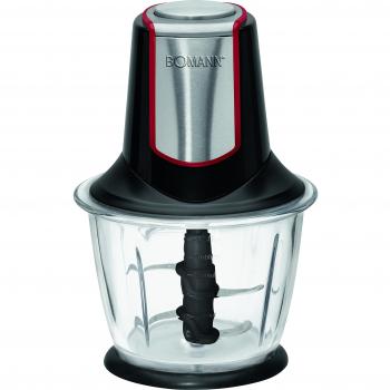 Bomann 615681 Picadora, Recipiente de Cristal 1 litro, función Pica-Hielo, Negro, 300W, 300 W