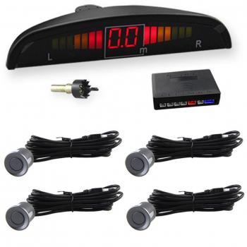 CAR ROVER® Asistente de aparcamiento Revertir Sensor con visualizador con sonido y 4 sensores, Color Gris