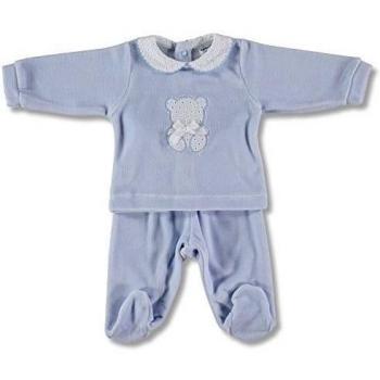 babidu Conjunto 2 Piezas Tundosado, Pelele Bebe-Unisex, Celeste, 6 Meses