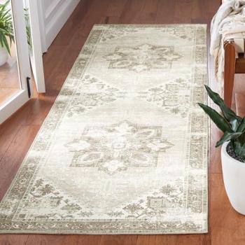 Safavieh Tucson Sage/Ivory 3 ft. x 6 ft. Machine Washable Distressed Runner Rug