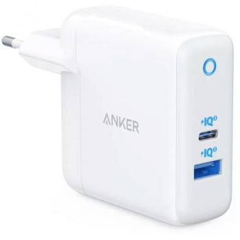 Cargador de Pared Anker PowerPort PD+ 2 Puertos 35W (1xC 20W + 1xA 15W) Blanco con Enchufe EU