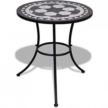 vidaXL Bistro Table Black and White 60 cm Mosaic