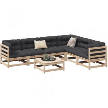 7 Piece Garden Sofa Set with Cushions Solid Pine Wood