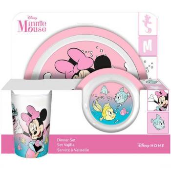 Set de vajilla infantil reutilizable con diseño de Minnie Disney y apta para microondas