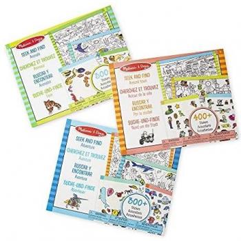 Melissa & Doug | Pack de 3 | Cuadernos de Pegatinas Busca y Encuentra - Por la Ciudad, Aventuras y Animales