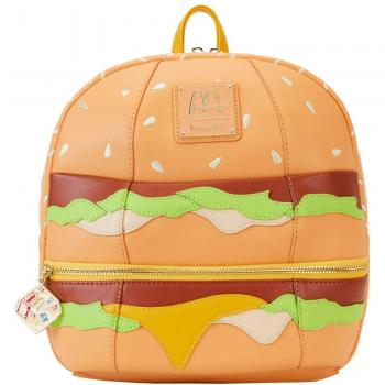 Mochila Loungefly McDonald's Big Mac Mini, informal, color Beige, Marrón, Verde, Blanco y Amarillo, material Poliuretano