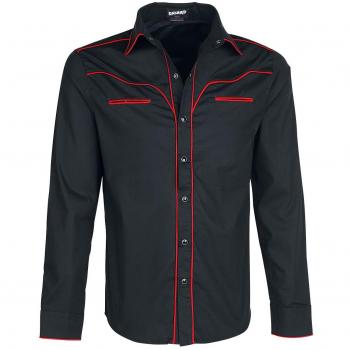 Banned Alternative Plain Trim Hombre Manga Larga Negro/Rojo 4XL 97% algodón, 3% Spandex Regular