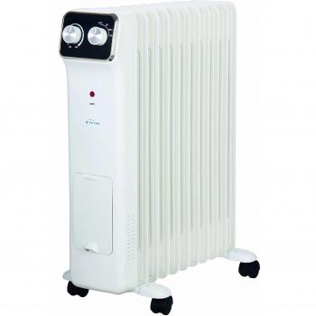 PURLINE HOTI OR2500 Radiador de aceite, 2500 W, 11 elementos, termostato, 3 niveles de potencia, regulador de potencia para un bajo consumo