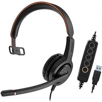 Auriculares con Micrófono Axtel AXH-V40UCM Negro - Auriculares VoIP, diseño ergonómico, cancelación de ruido, conexión USB y jack de 3.5mm, compatible con PC y dispositivos móviles