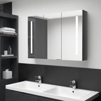 vidaXL LED Bathroom Mirror Cabinet 89x14x62 cm Shining Grey
