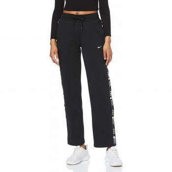Nike W NSW Logo Tape Popper Pants, Mujer, Black/White, S