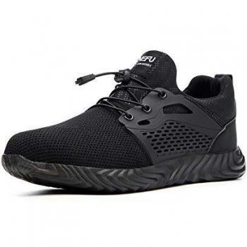 Zapatos de Seguridad Hombre Calzado de Industrial Mujer Puntera de Acero Zapatillas Deportivas de Trabajo Construcción Botas Tácticas Negro-3 EU40