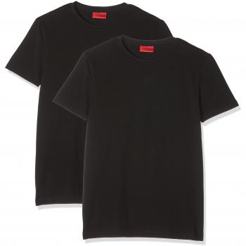 Pack 2 Camisetas HUGO para Hombre Round Negro (3XL) Casual de Algodón Sostenible Manga Corta