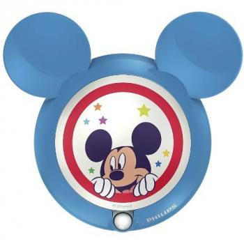 Philips Disney Mickey Mouse - Luz nocturna, LED, sensor, luz blanca cálida, bombilla de 0,06 W, color azul