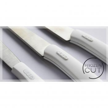 Frozen Cut modelo Clásico Blanco - El innovador Cuchillo Térmico Patentado, ¡Ideal para Profesionales y perfecto para tu Hogar! Corta sin esfuerzo cualquier producto Congelado en segundos