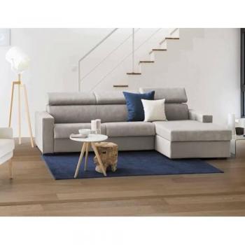 Sofá Cama Esquinero Alceste 100% Made in Italy con Apertura Giratoria y Península de Contenedores a la Derecha, Reposabrazos Delgados