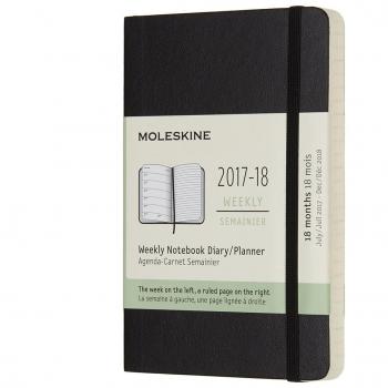 Moleskine DSB18WN2Y18 - Agenda semanal 2017-2018, 18 meses, tapa blanda, color negro