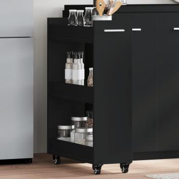 Móvil con ruedas negras 60x22x79 cm de madera multicapa Vidaxl Negro