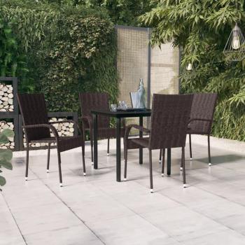Juego de Comedor de Jardín 5 Piezas Marrón y Negro Vidaxl