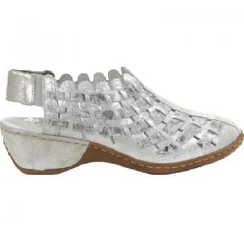 Zapatos Rieker para mujer en color blanco y plata metálico, modelo 47156-40