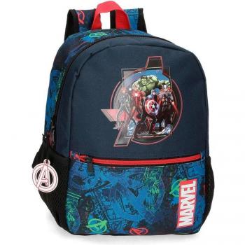 Mochila Infantil Marvel Los Vengadores on the Warpath Azul 25x32x12cm Poliéster con Bolsillo Frontal