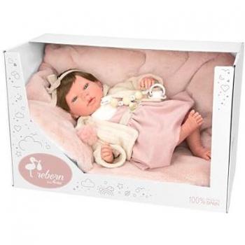 Muñeca Reborn Chloe con Pelo y Manta Rosa 40cm