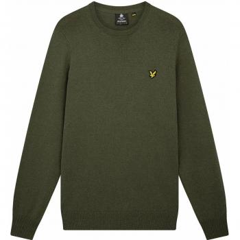 Lyle & Scott Men's Cotton Merino Crew Neck Jumper - Olive Green - Size Small