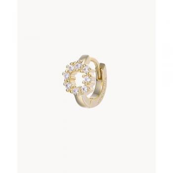 Pendientes Aro Thin Classic con Detalle de Circulo en Piedras Preciosas