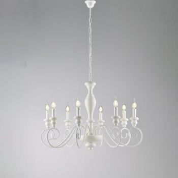 Araña Shabby Chic Cascina Blanca 8 Luces E14