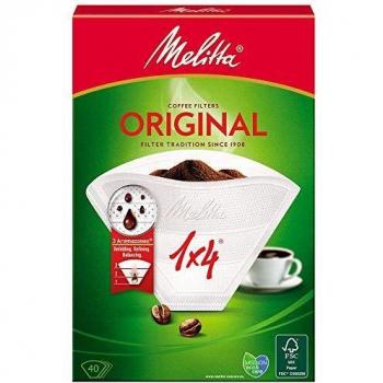 Melitta Filtros Blancos de Café Tamaño 1x4, 40 Filtros