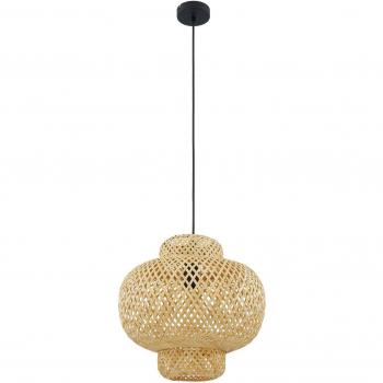 Lámpara colgante Lindby Venora, Ø 40 cm, bulbosa, bambú, E27, tradicional en marrón para salón y comedor (1 llama)
