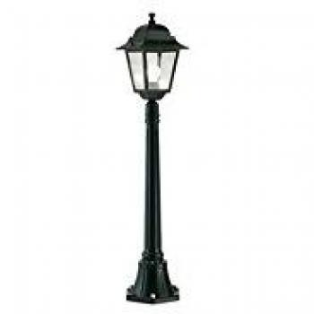 Palo Bajo de Jardín con Lámpara Cuadrada Negra H114cm, Aluminio y Vidrio, 1 Luz E27