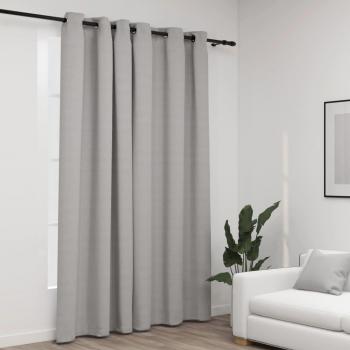 Cortina opaca de oscurecimiento efecto lino con ojales gris 290x245 cm