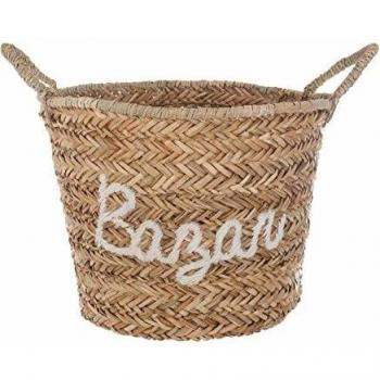 Cesta de Mimbre Bordado Blanco Atmosphera