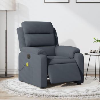 Sillón reclinable de masaje eléctrico terciopelo gris claro, gris oscuro y verde oscuro - Sillón dormitorio cómodo, silla relax, sillón sofá, sillón de ocio