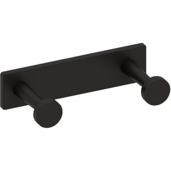 Percha doble de baño para atornillar con gancho redondo