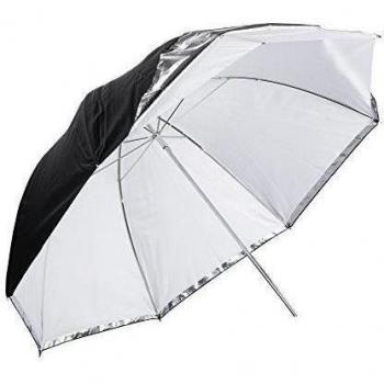 PhotoSEL UM472D - Paraguas Reflector Difusor Fotográfico Parabólico Desmontable para Estudio de Foto y Vídeo, Traslucido Blanco/Plateado, 182cm