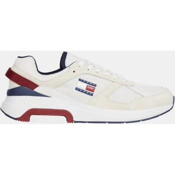 Tommy Hilfiger Men's Beige Running Sneakers - Suede and Polyester with Side Logo