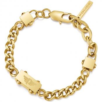 Pulsera Police Chained de acero dorada